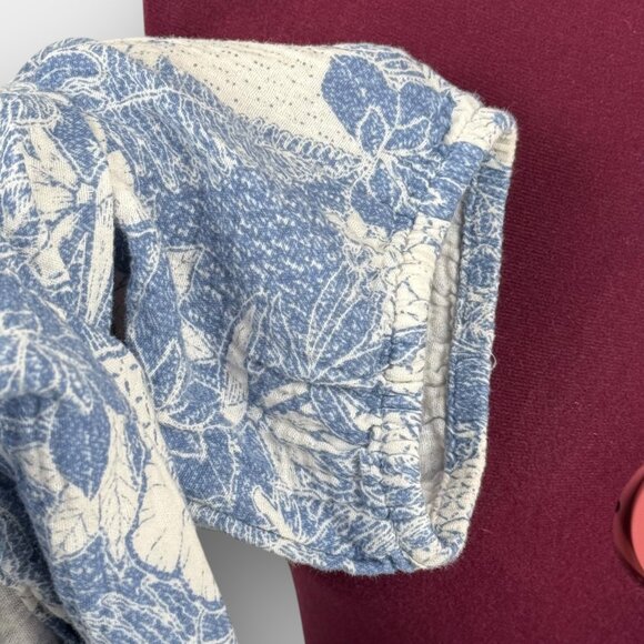 🔵 2/$15 ~ mySTYLE 2X blue floral gauze peasant blouse split neck long sleeve - Picture 5 of 9